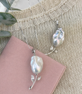 White Baroque Pearl Floral Pendant Necklace – Handmade Freshwater Pearl Jewelry