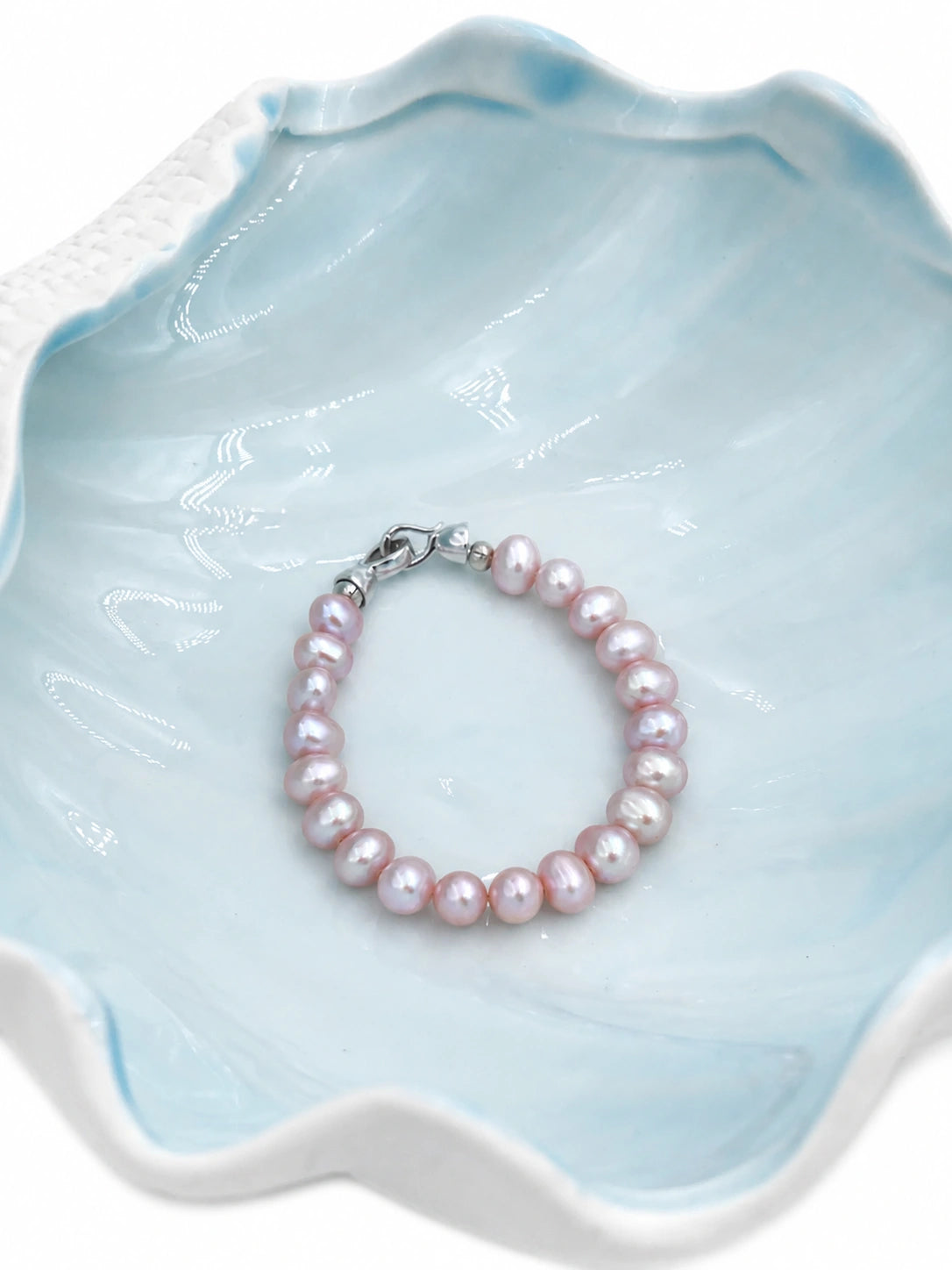 7-7.5mm Pink Freshwater Cultured Baroque Pearl Bracelet - AAAA Quality