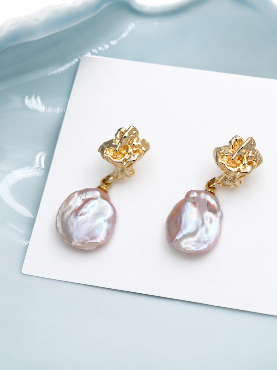12-13mm Pink Freshwater Cultured Baroque Pearl Drop Earring