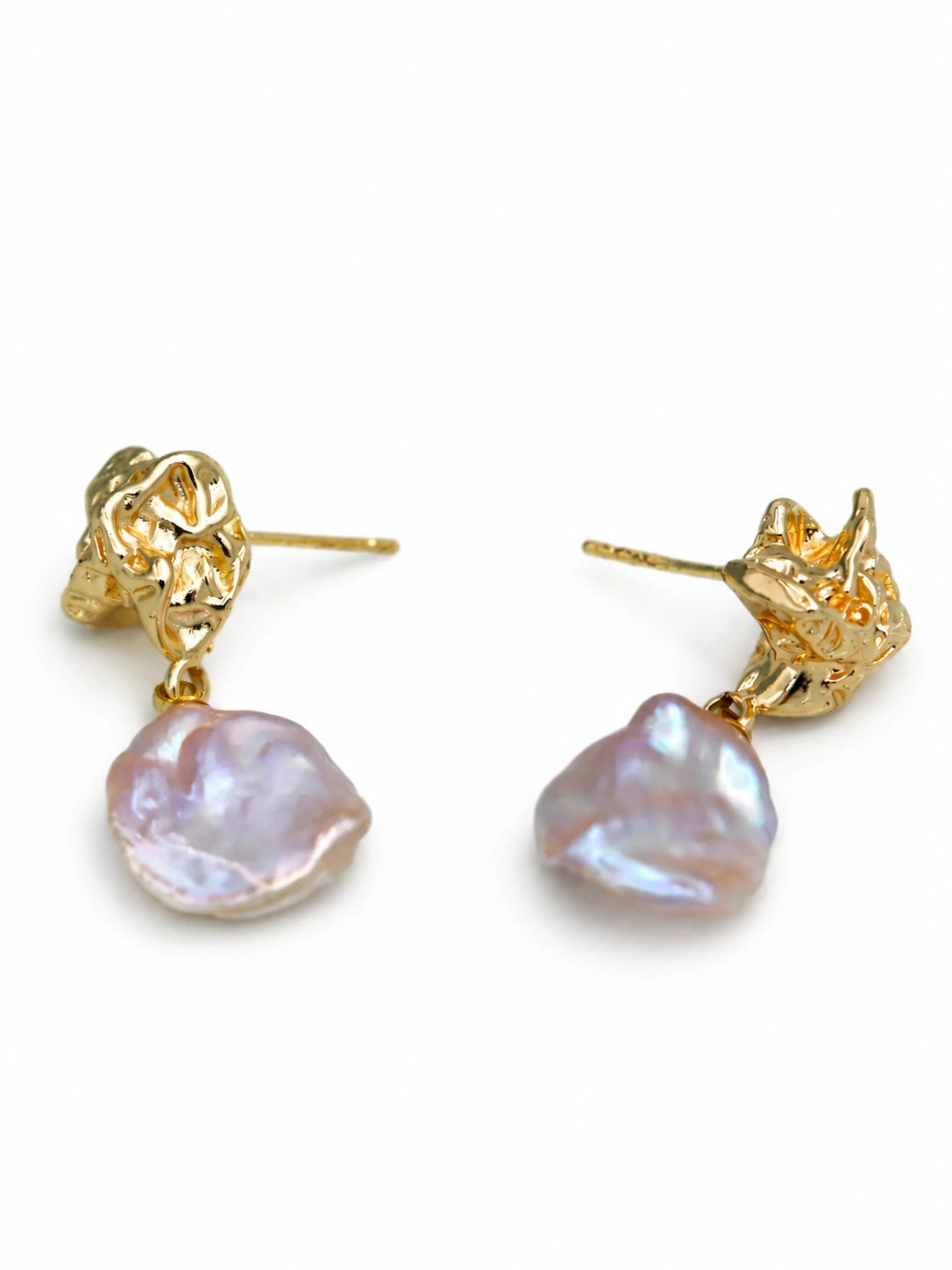 12-13mm Pink Freshwater Cultured Baroque Pearl Drop Earring