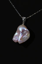 10.5-11mm Pink Freshwater Cultured Baroque Pearl Pendant Necklace - AAAA Quality