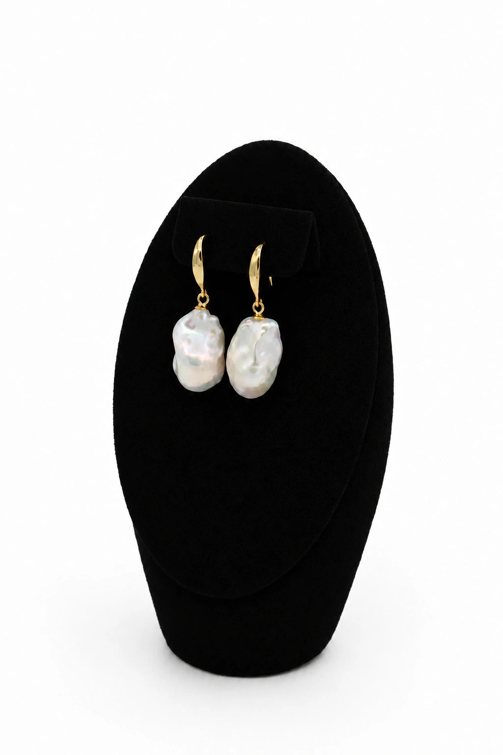9-10mm White Freshwater Cultured Baroque Pearl Drop Earring