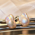 White Freshwater Cultured Baroque Pearl Stud Earring