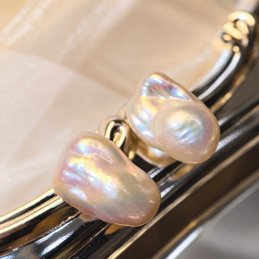 White Freshwater Cultured Baroque Pearl Stud Earring