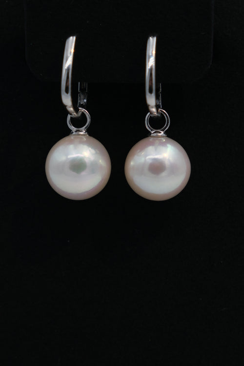 10-11mm White Freshwater Round Pearl Earring